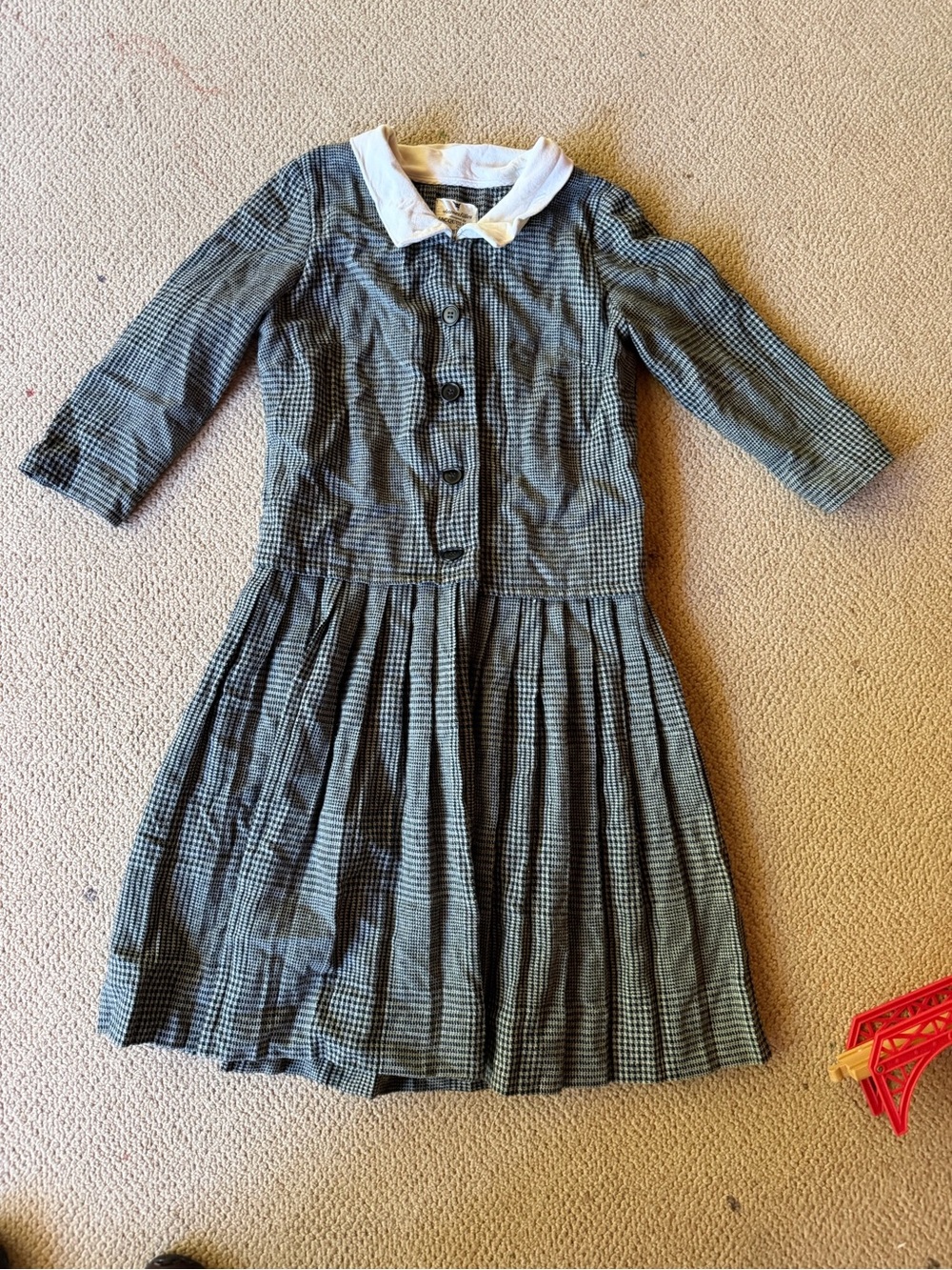 Jacques Heim for Bonwit Teller black and white houndstooth drop waist dress